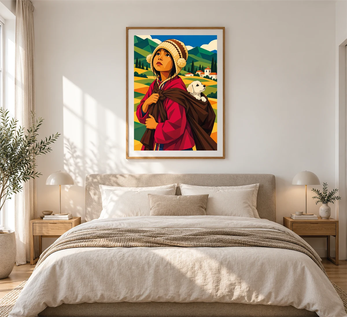 Boy Carrying a Puppy — framed presentation, frame not included