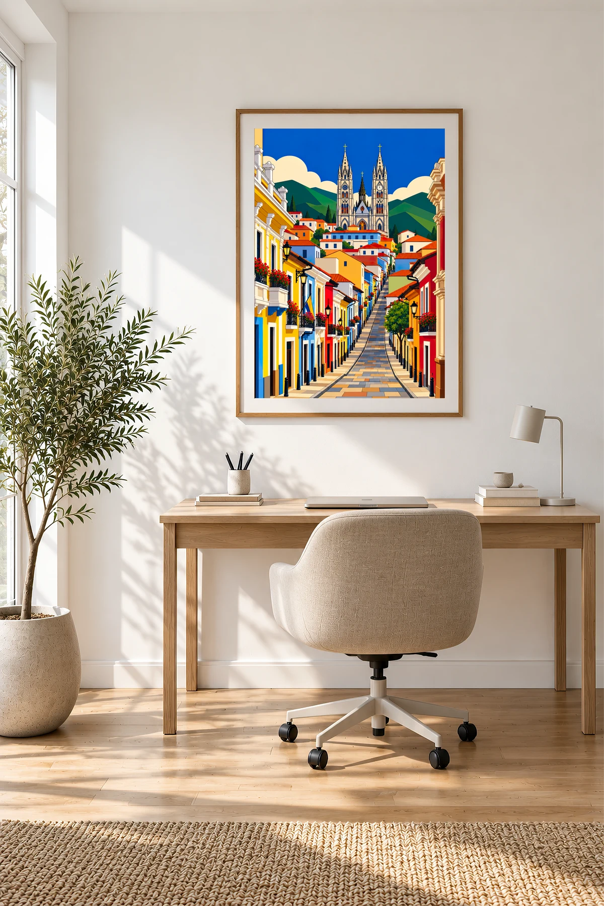 Street to the Cathedral — framed presentation, frame not included