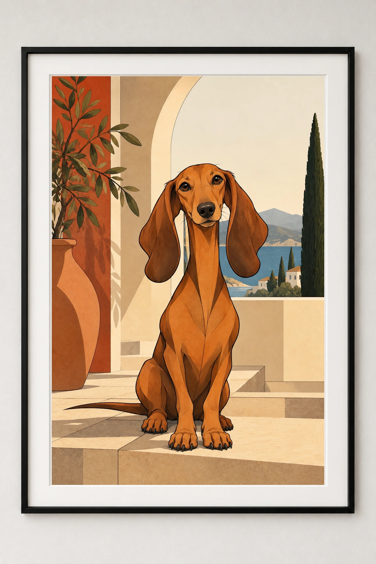Dachshund — framed presentation, frame not included