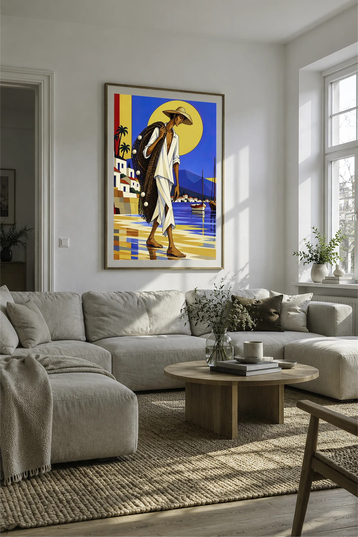 Fisherman — framed presentation, frame not included