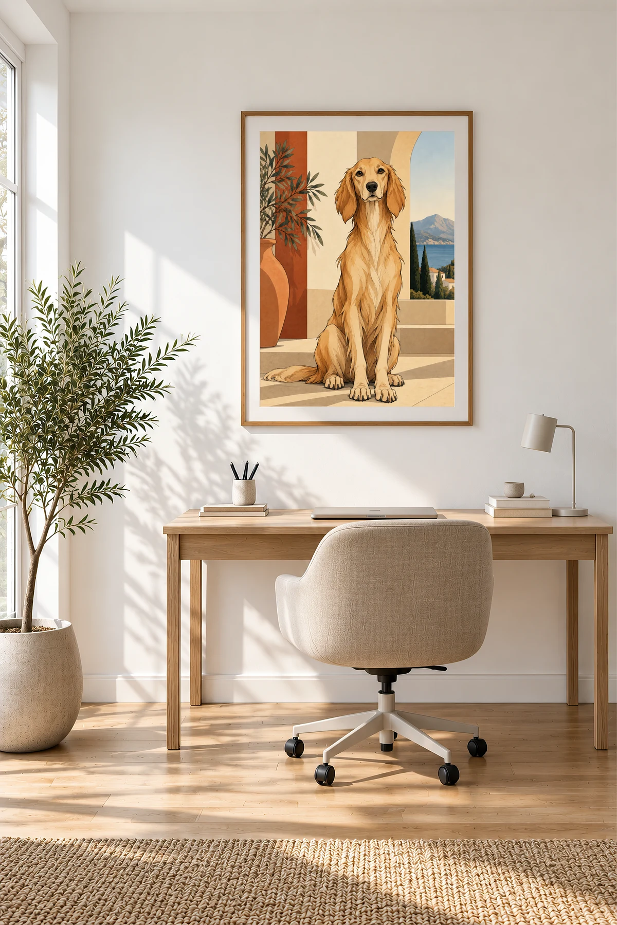 Golden Retriever — framed presentation, frame not included