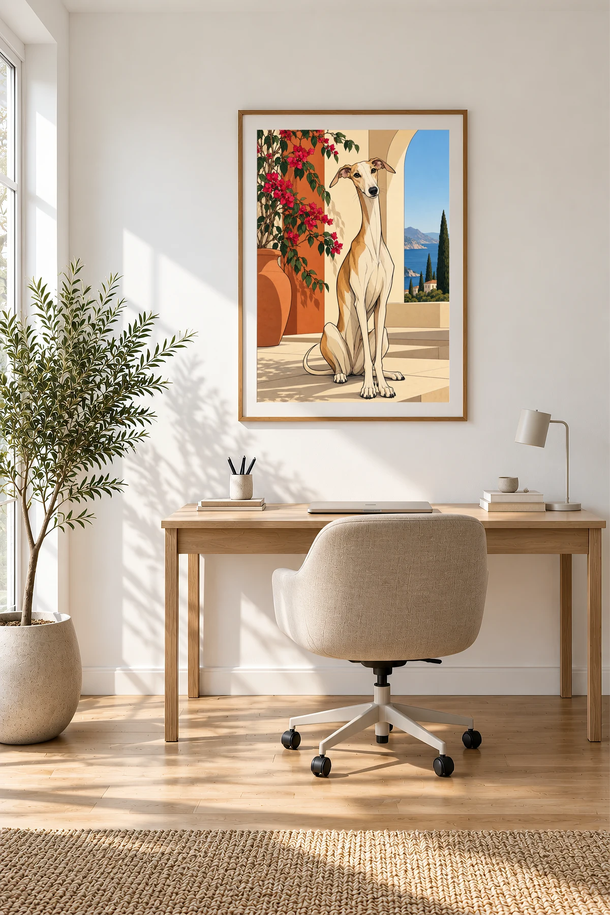 Greyhound — framed presentation, frame not included