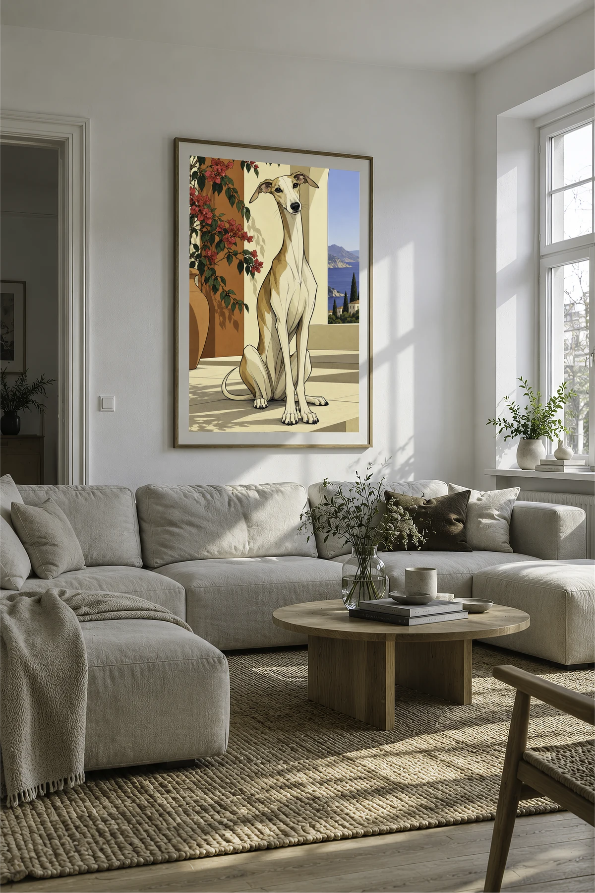 Greyhound — framed presentation, frame not included