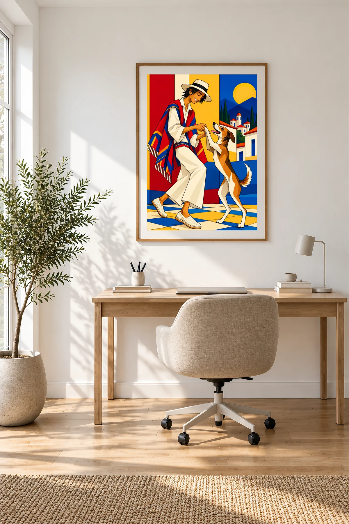 Man Dancing With Dog — framed presentation, frame not included