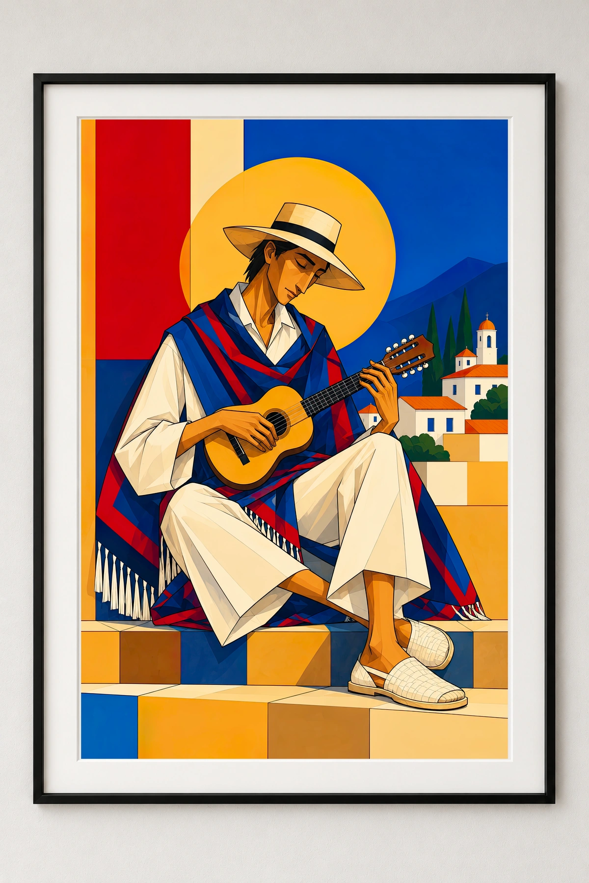 Mediterranean Musician · framed presentation · frame not included