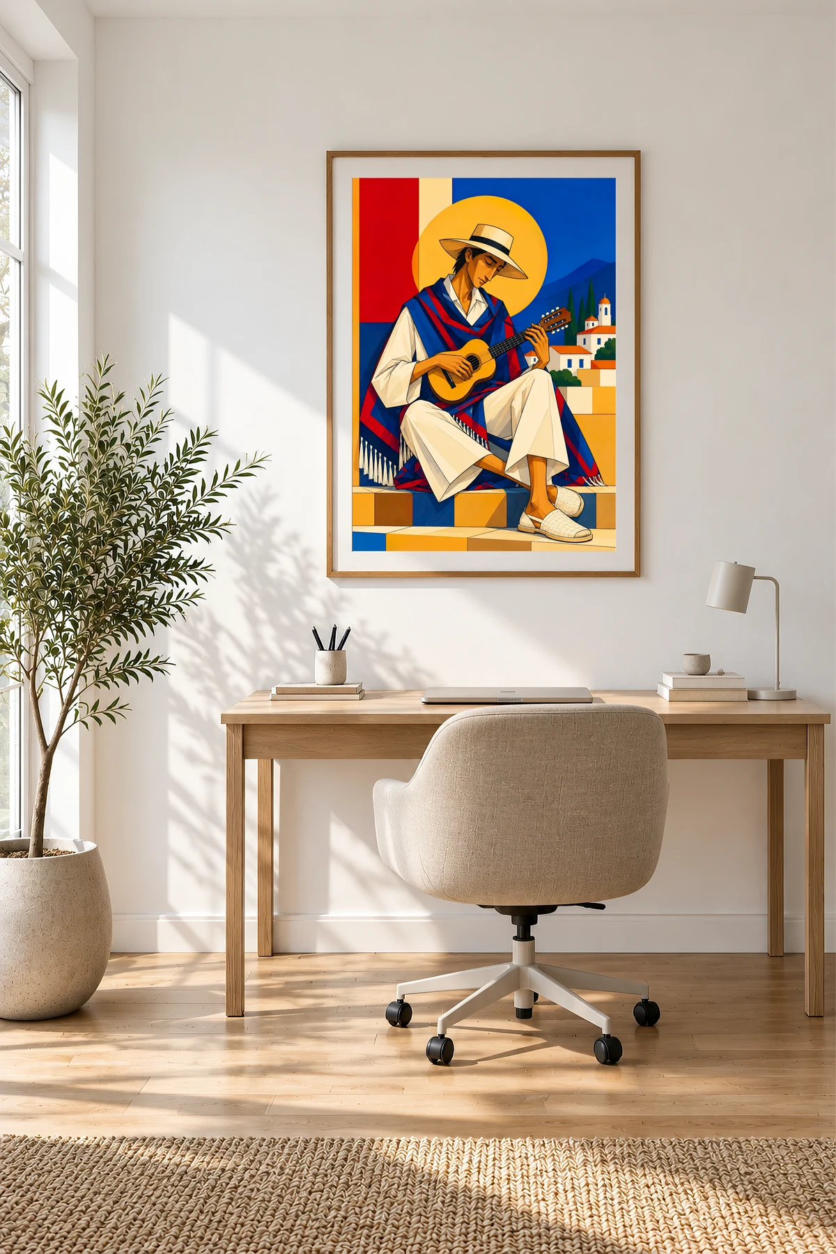 Mediterranean Musician — framed presentation, frame not included