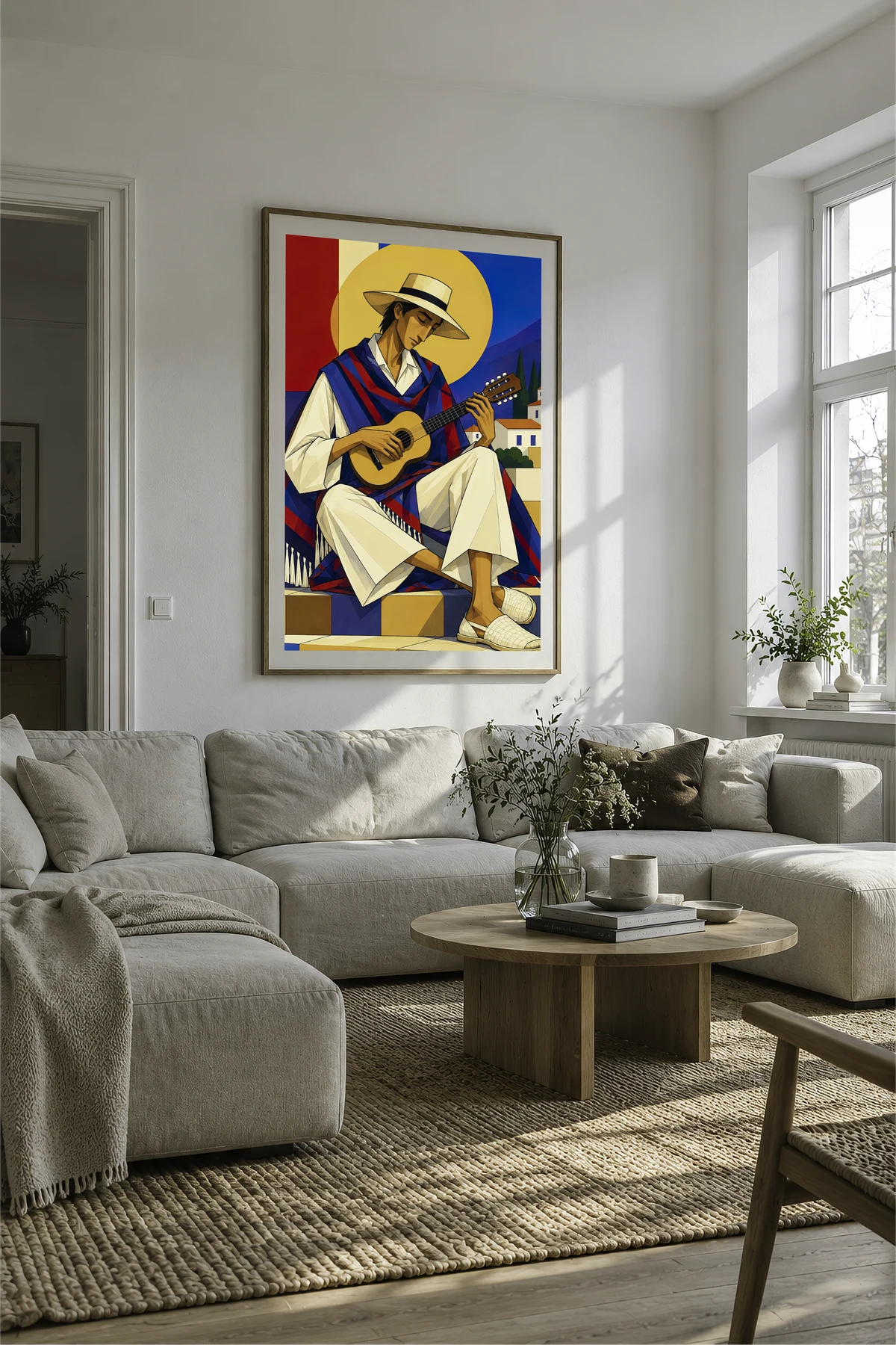 Mediterranean Musician — framed presentation, frame not included
