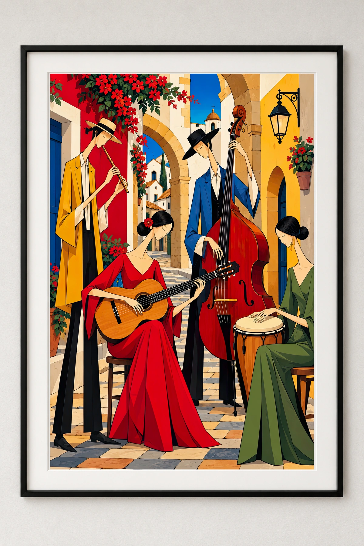 Musicians in the Courtyard · framed presentation · frame not included
