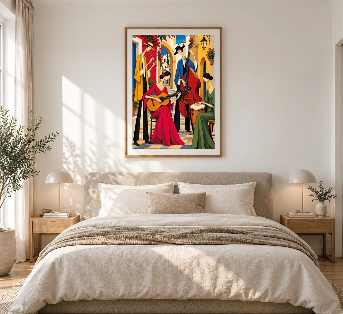 Musicians in the Courtyard — framed presentation, frame not included