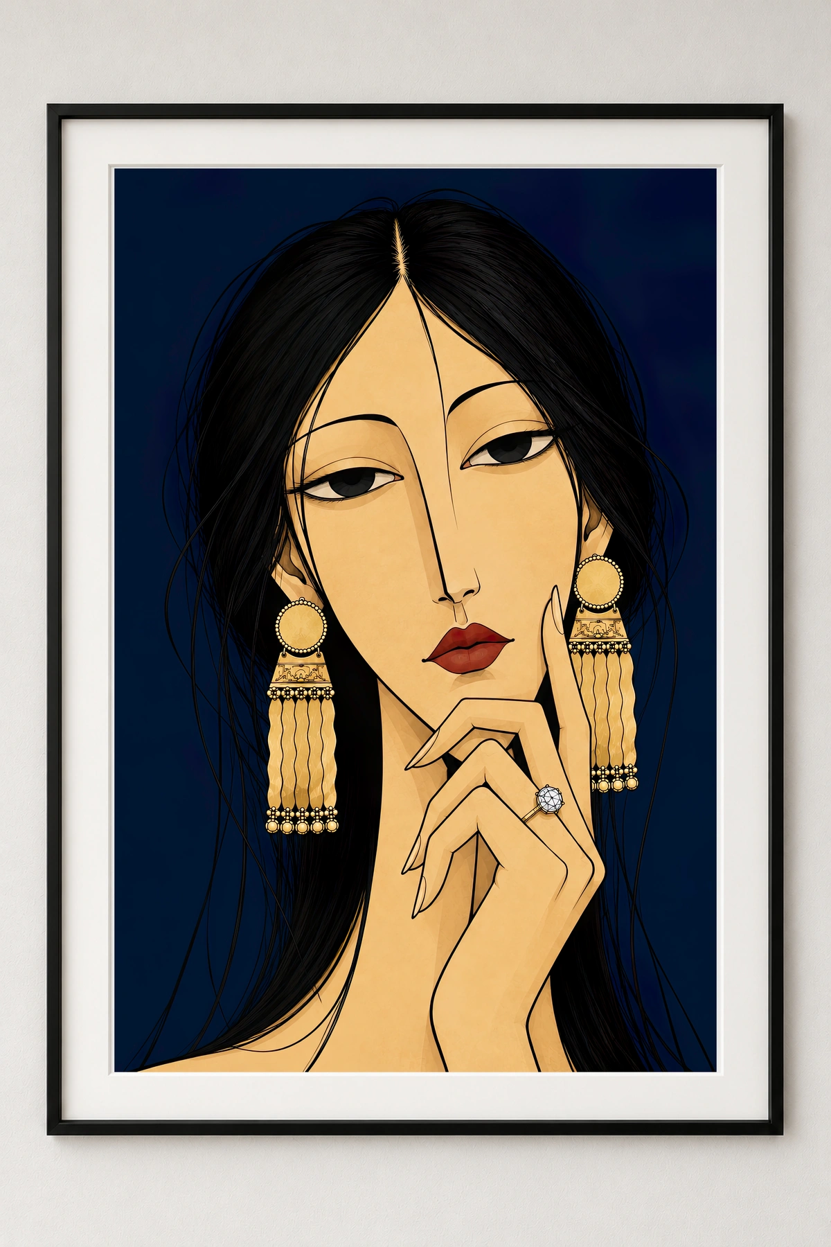 Portrait With Golden Jewellery · framed presentation · frame not included