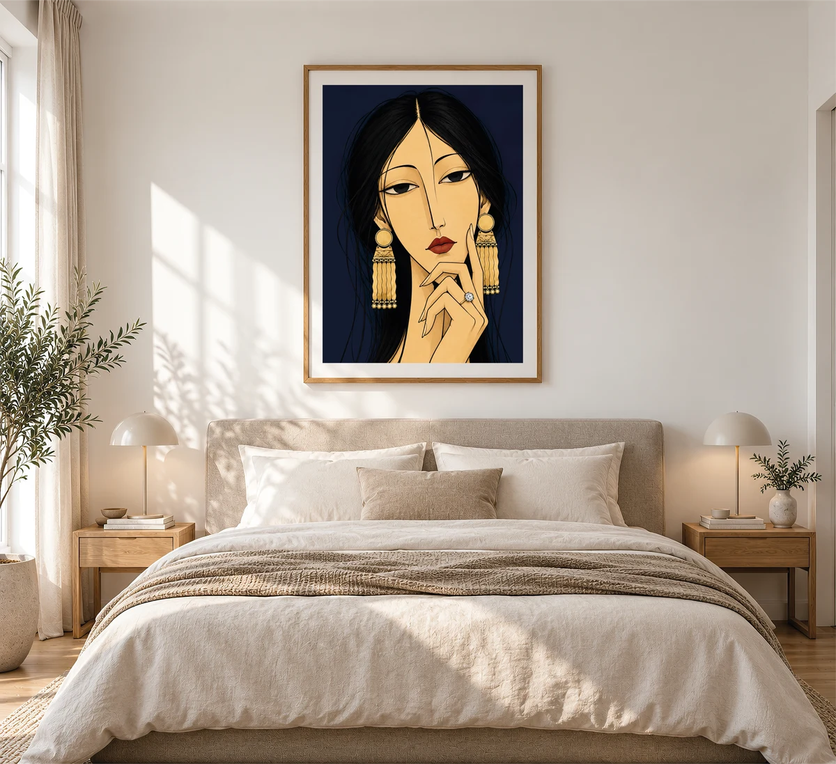 Portrait With Golden Jewellery — framed presentation, frame not included
