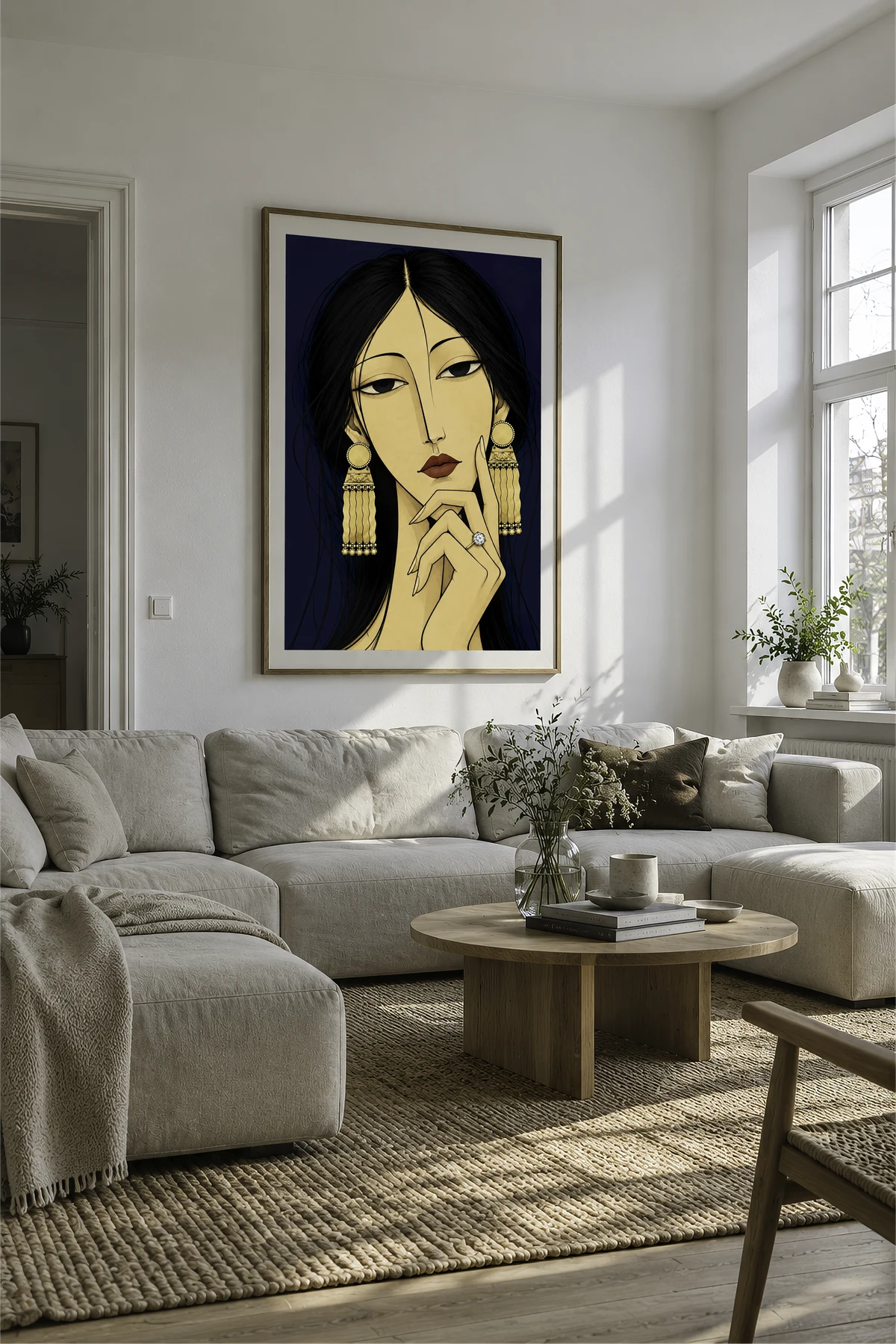 Portrait With Golden Jewellery — framed presentation, frame not included