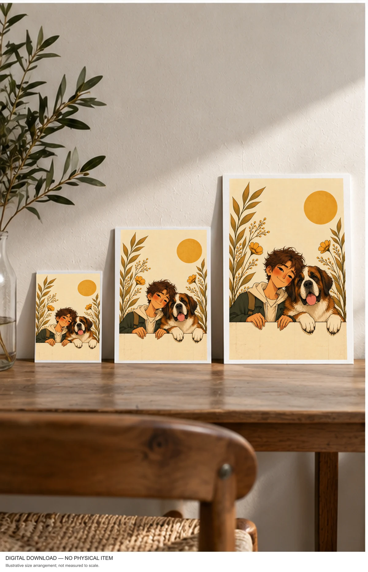 Golden Sun Friendship — framed presentation, frame not included