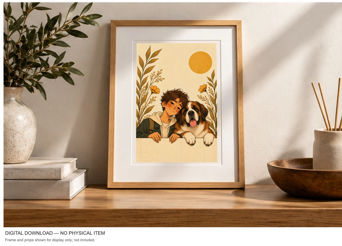 Golden Sun Friendship — framed presentation, frame not included