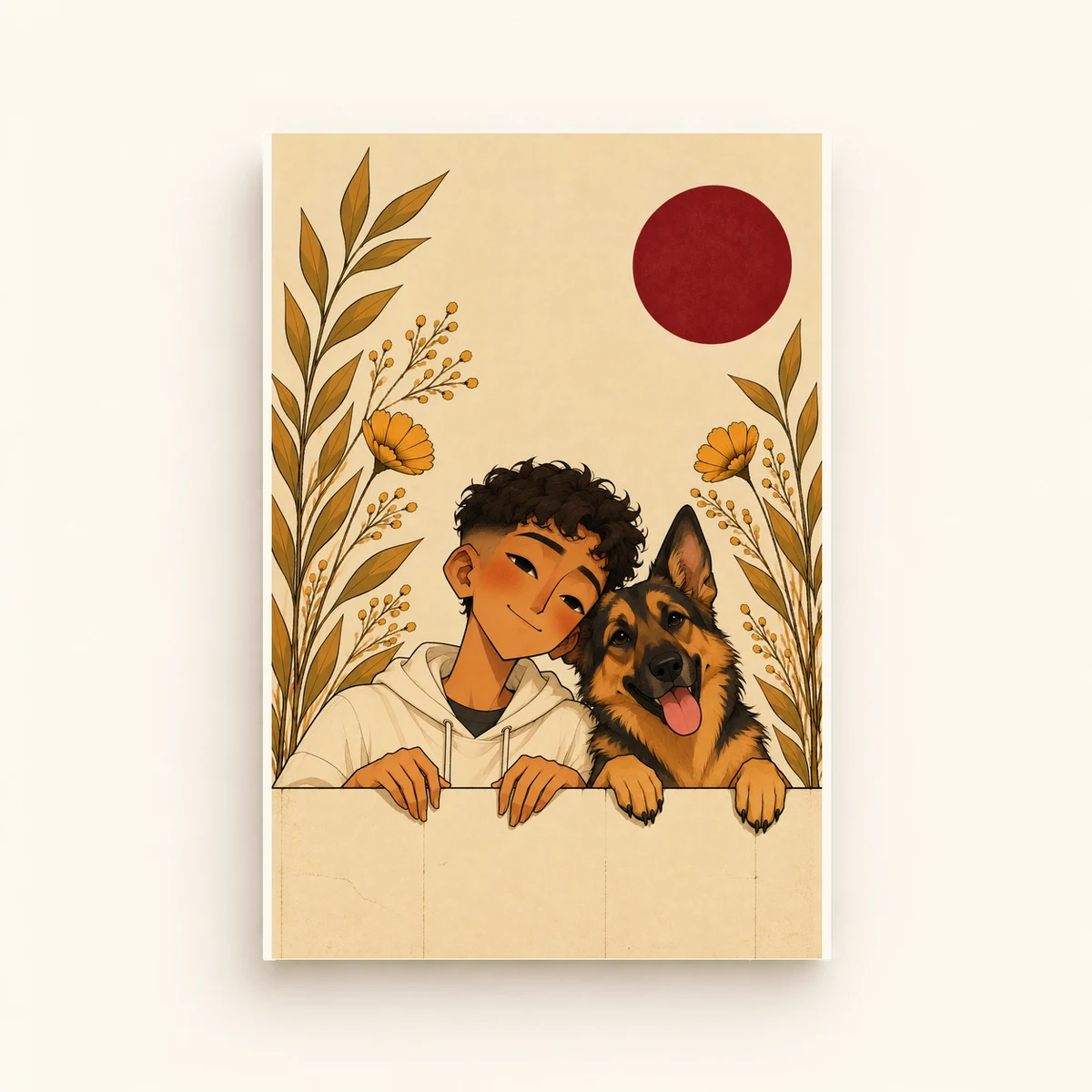 Friendship by the Garden Wall — framed presentation, frame not included