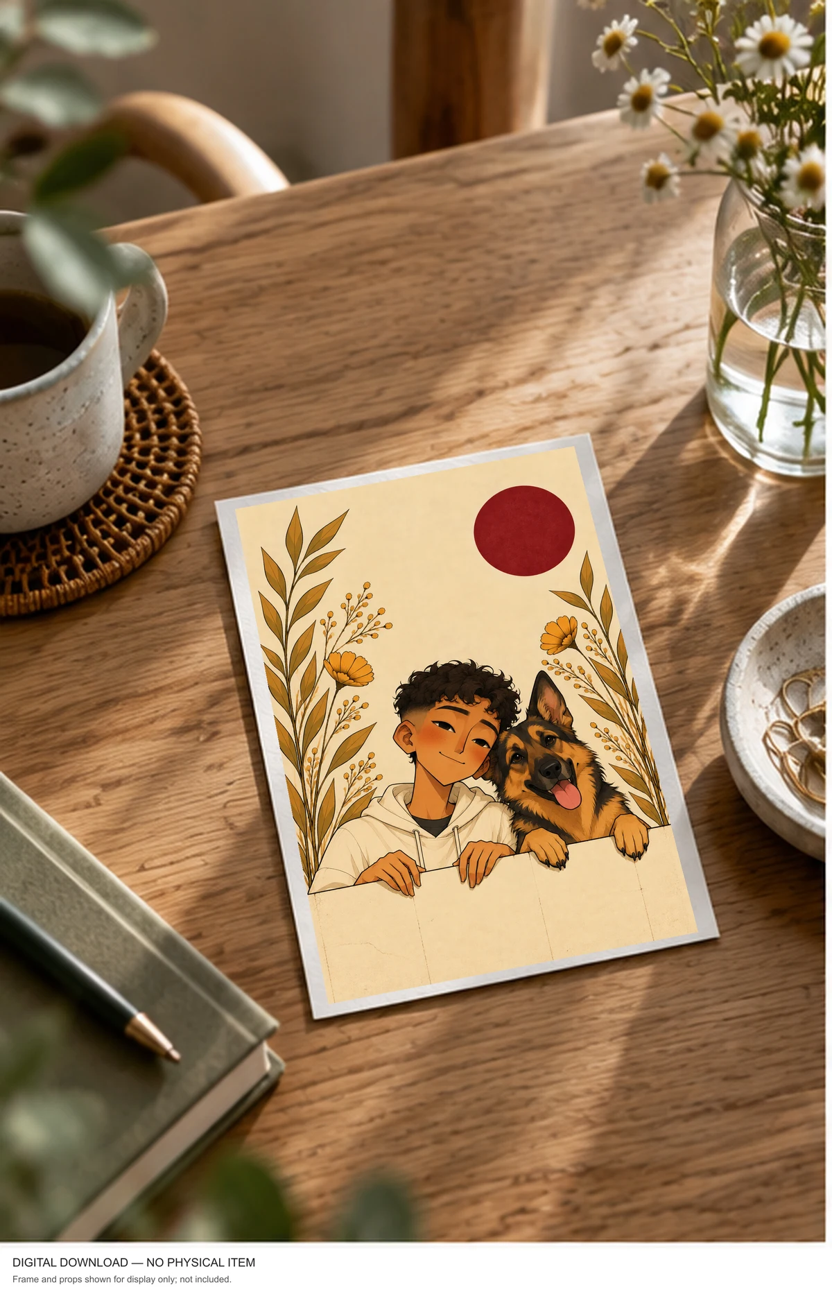 Friendship by the Garden Wall — framed presentation, frame not included