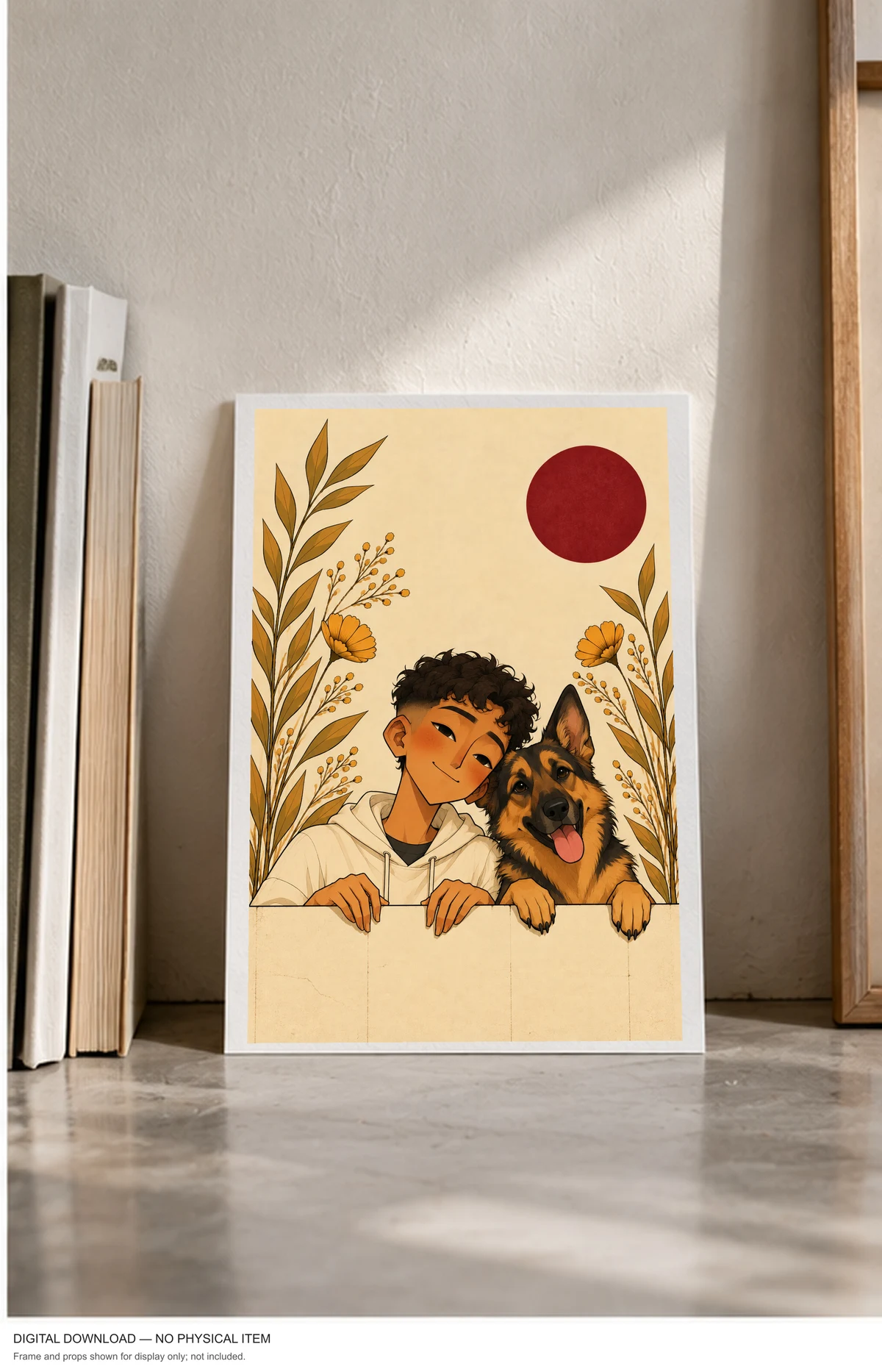 Friendship by the Garden Wall — framed presentation, frame not included