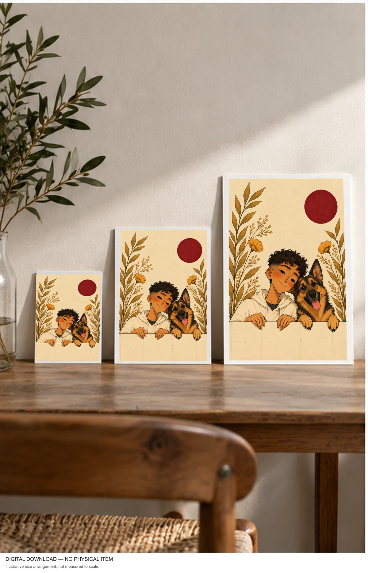 Friendship by the Garden Wall — framed presentation, frame not included