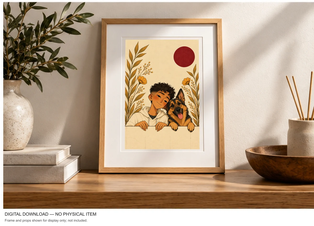 Friendship by the Garden Wall — framed presentation, frame not included