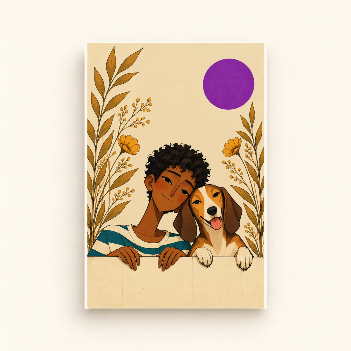 Purple Sun Friendship — framed presentation, frame not included