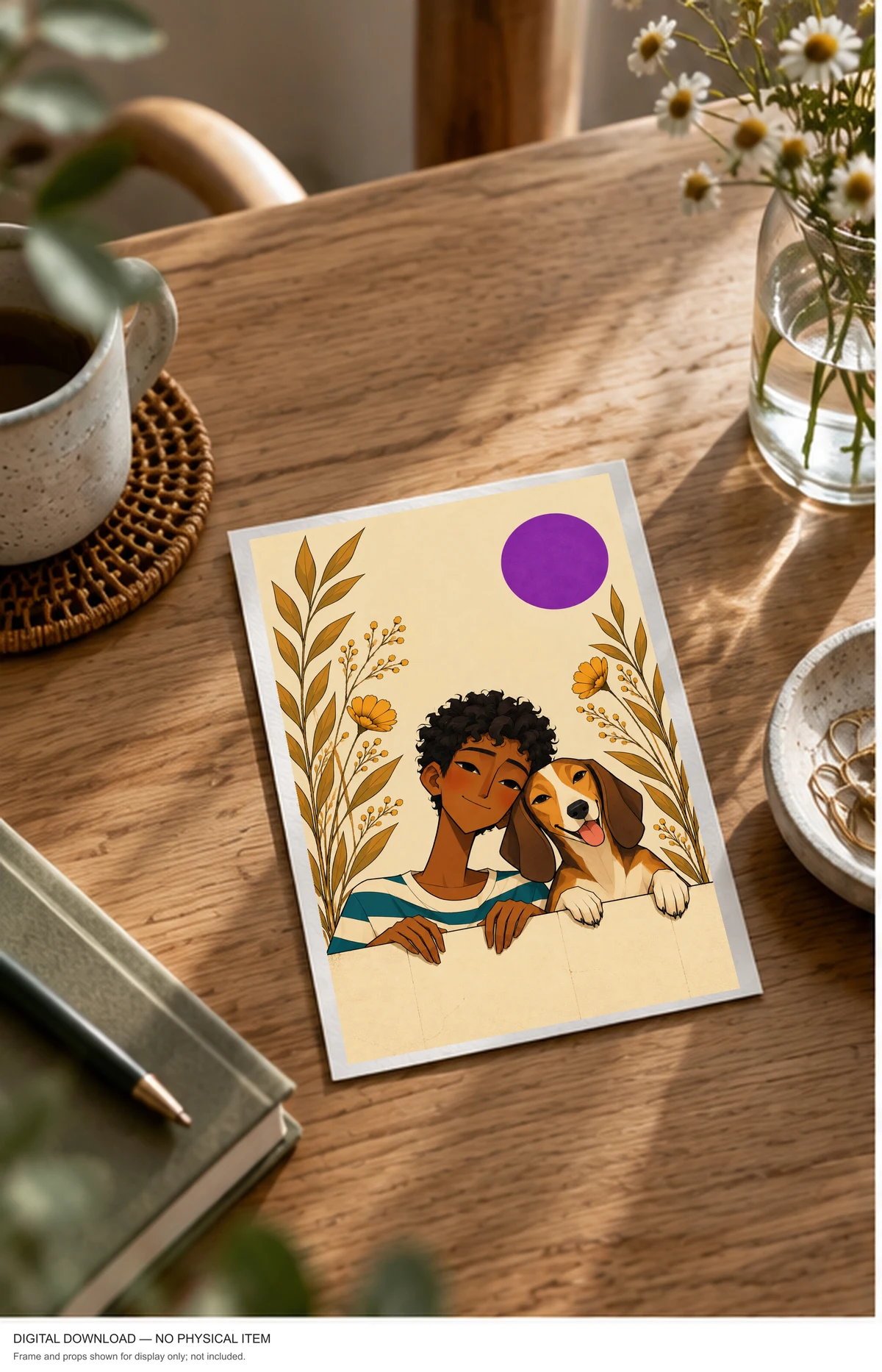 Purple Sun Friendship — framed presentation, frame not included