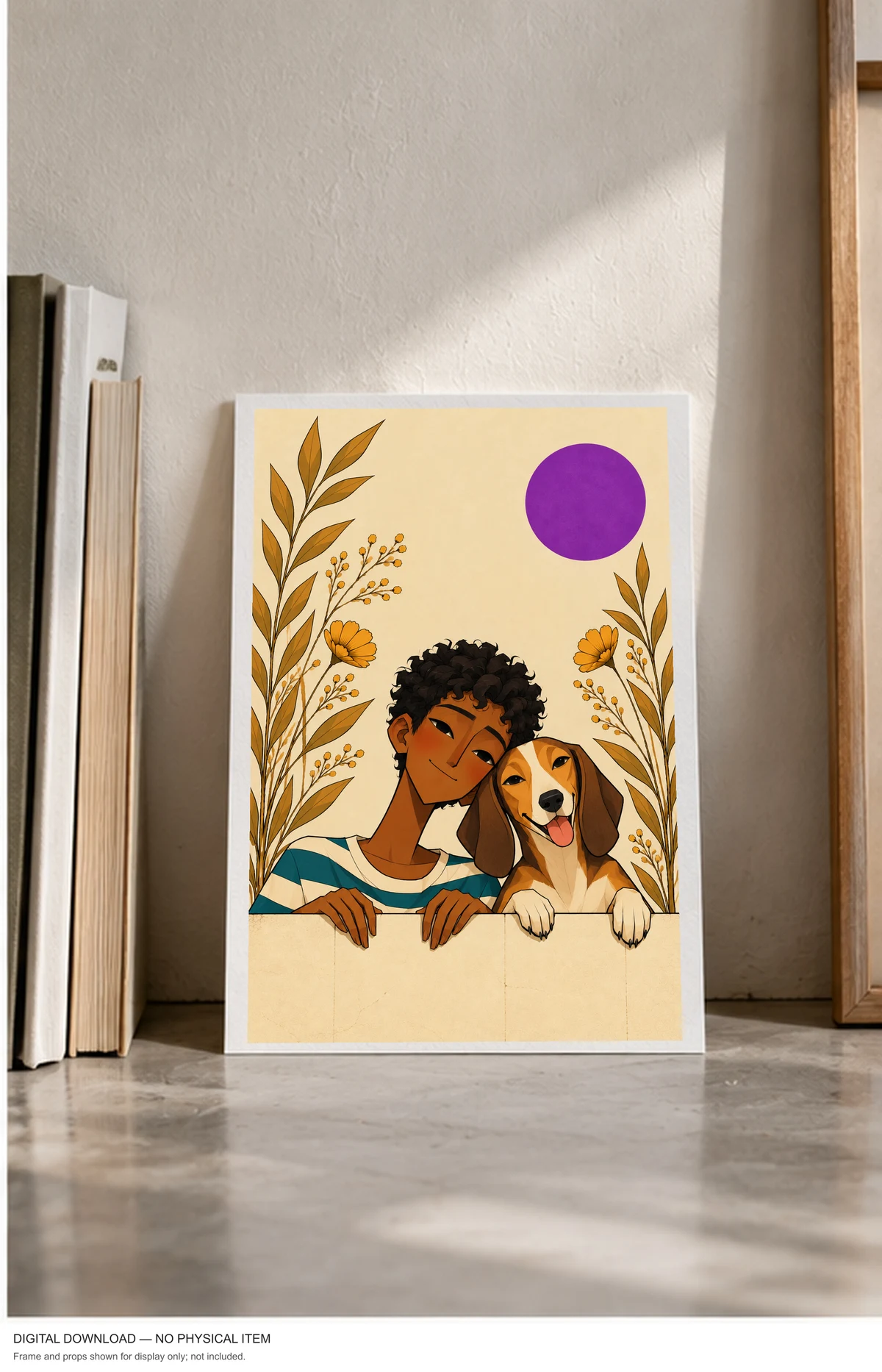 Purple Sun Friendship — framed presentation, frame not included