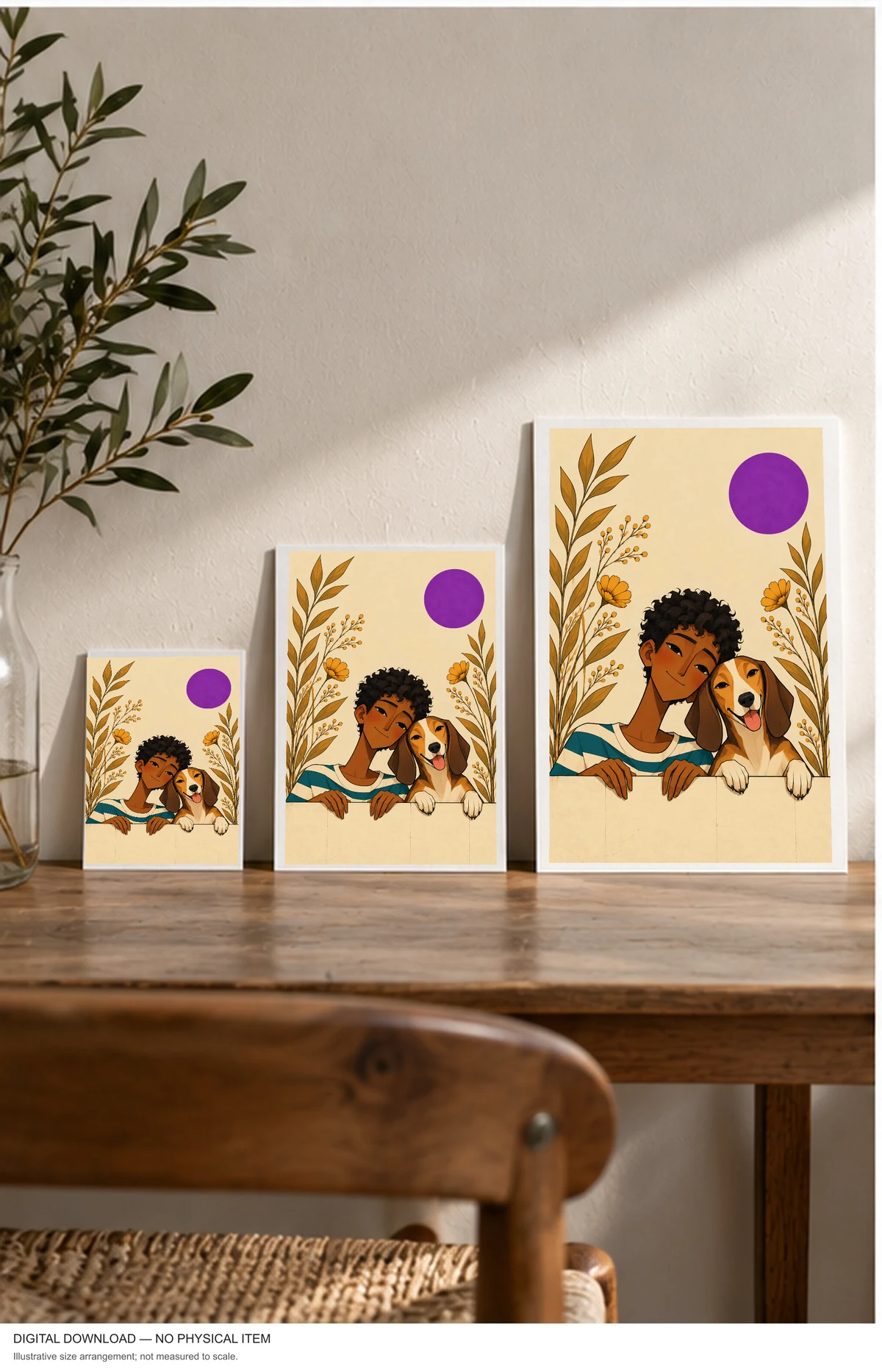 Purple Sun Friendship — framed presentation, frame not included
