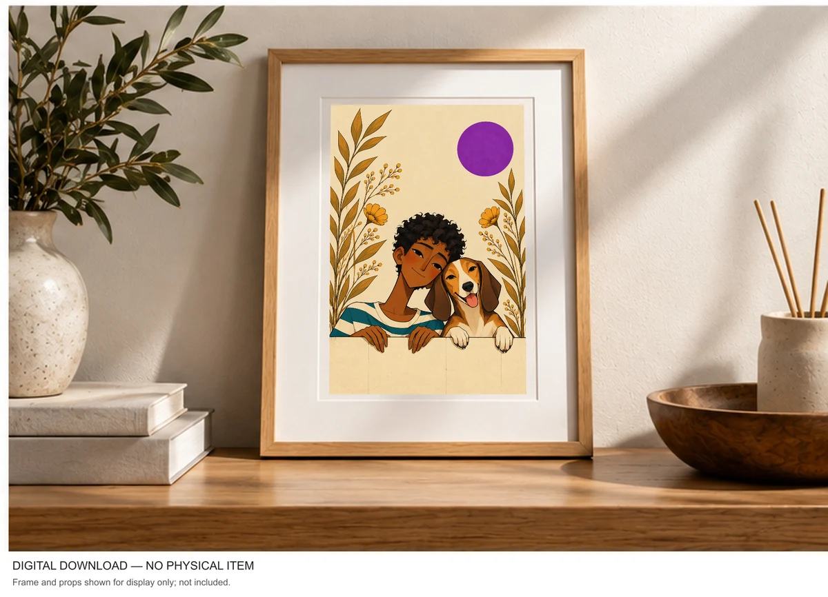 Purple Sun Friendship — framed presentation, frame not included