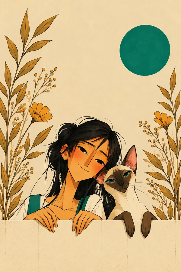 A Girl and Her Cat