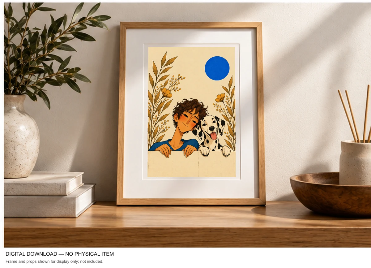 A Boy and His Dalmatian — framed presentation, frame not included