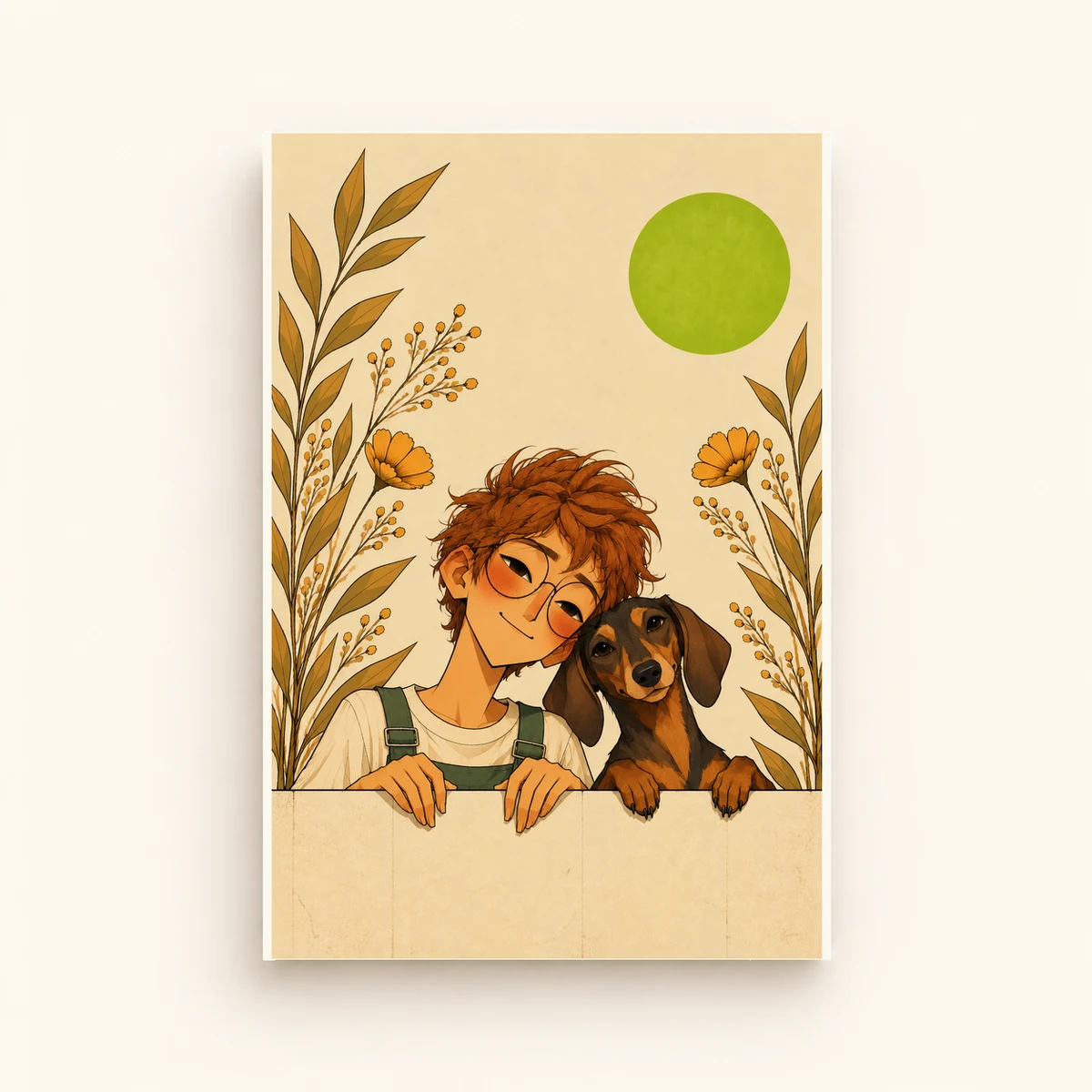 Green Sun Friendship — framed presentation, frame not included
