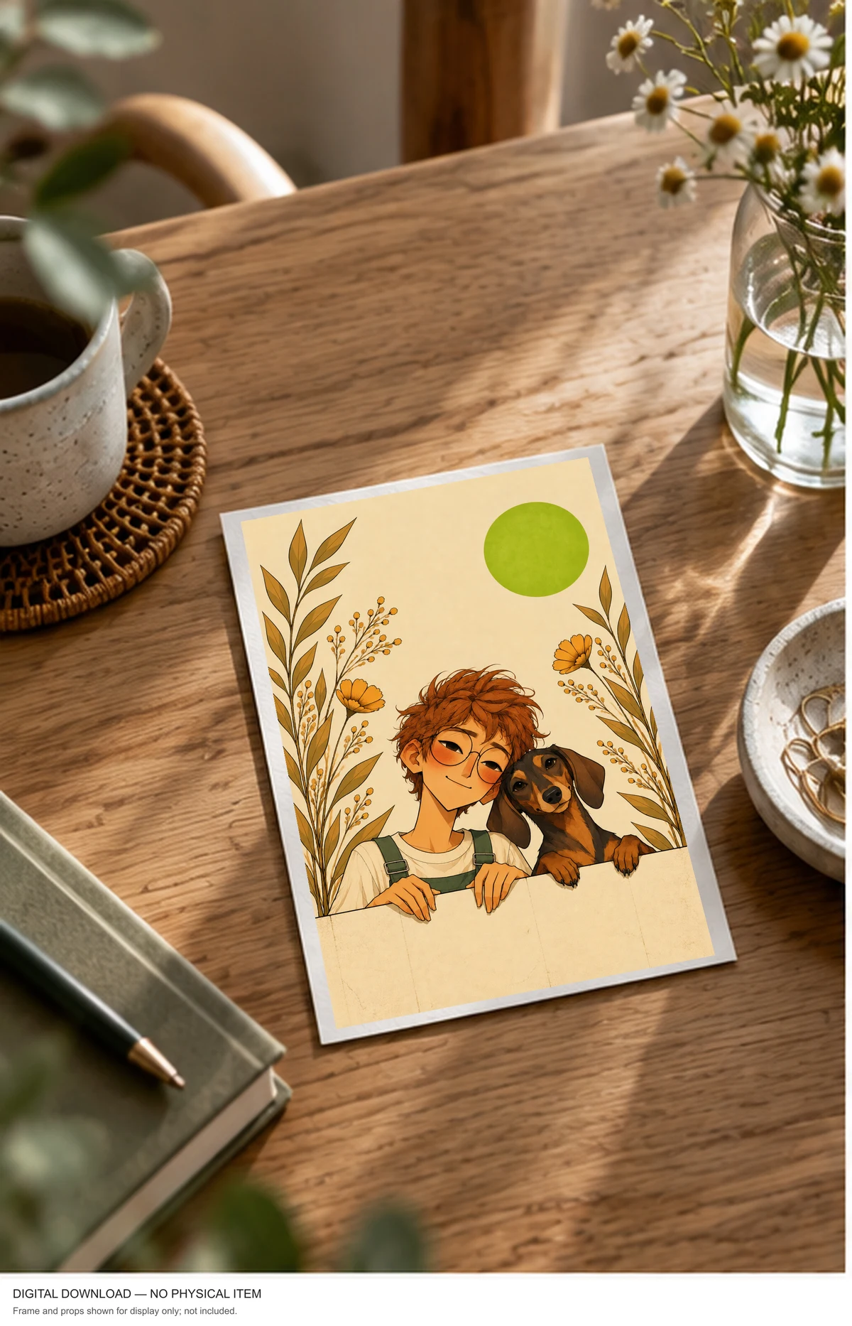 Green Sun Friendship — framed presentation, frame not included