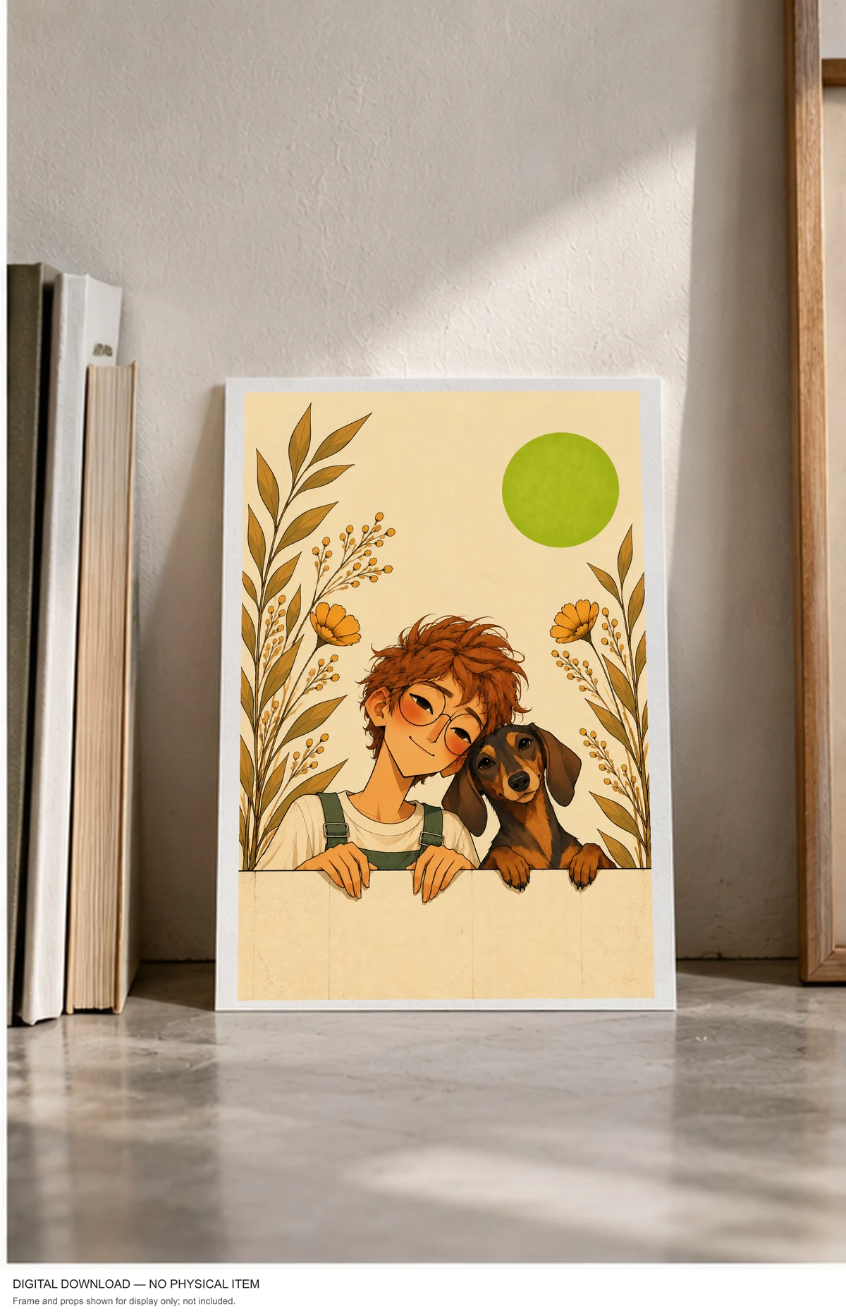 Green Sun Friendship — framed presentation, frame not included