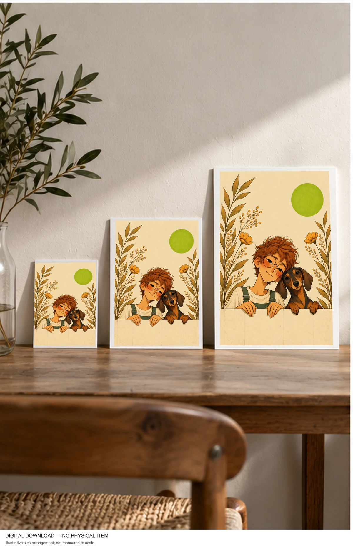 Green Sun Friendship — framed presentation, frame not included