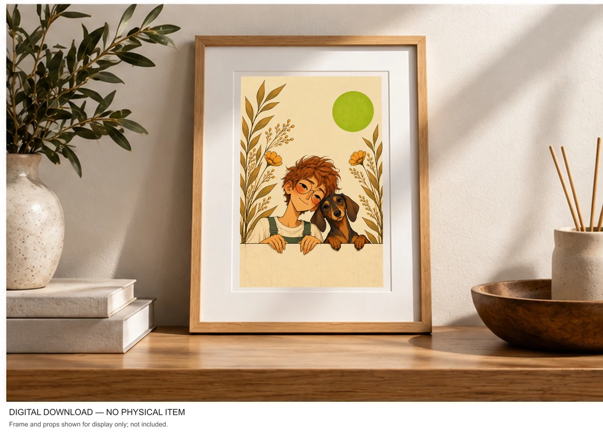 Green Sun Friendship — framed presentation, frame not included