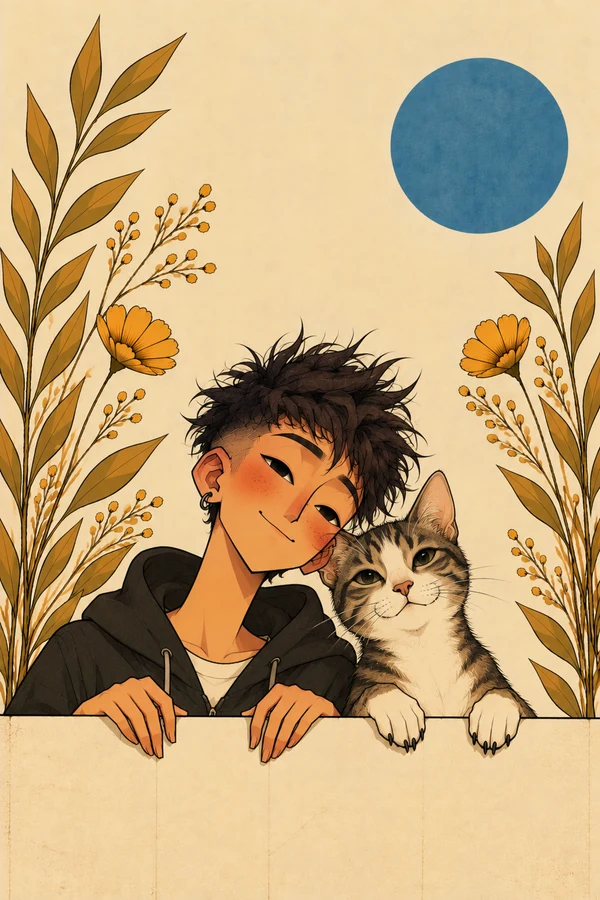 A Boy and His Tabby Cat