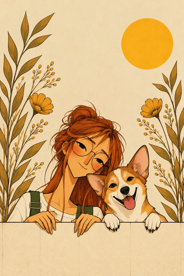 A Girl and Her Corgi