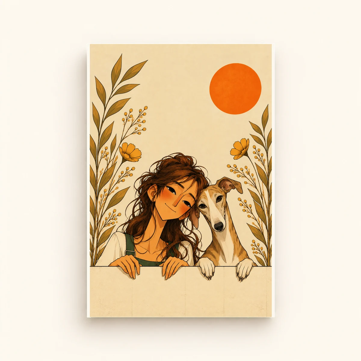 Autumn Friendship — framed presentation, frame not included