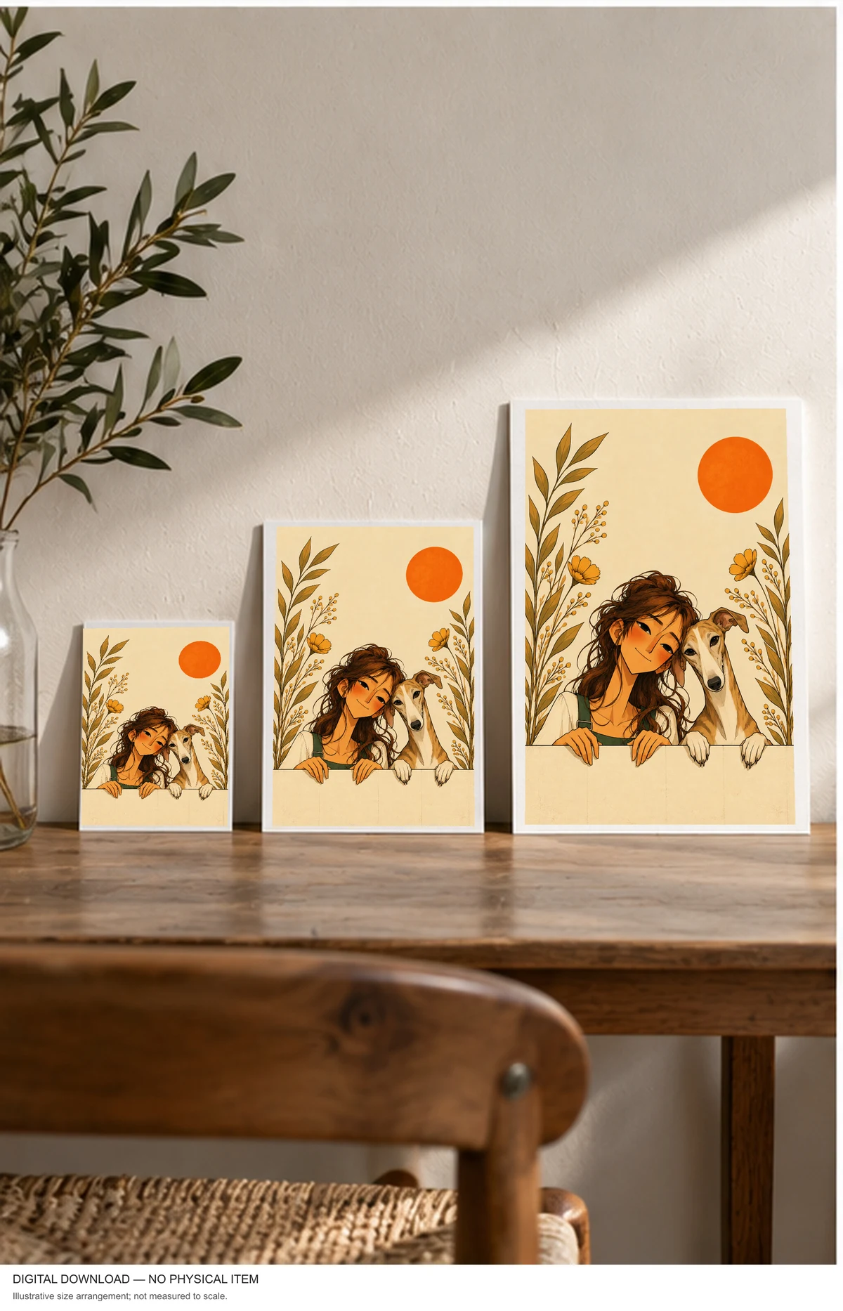 Autumn Friendship — framed presentation, frame not included