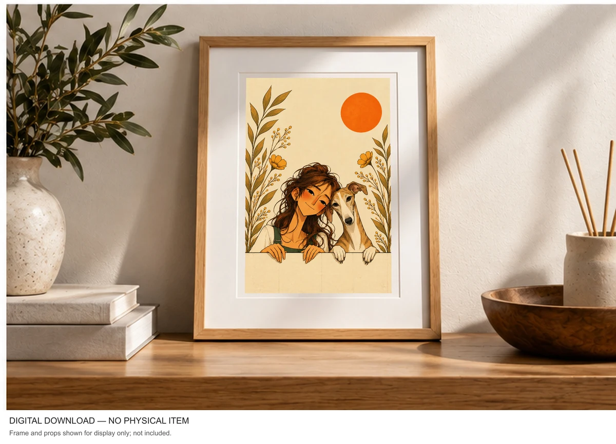 Autumn Friendship — framed presentation, frame not included