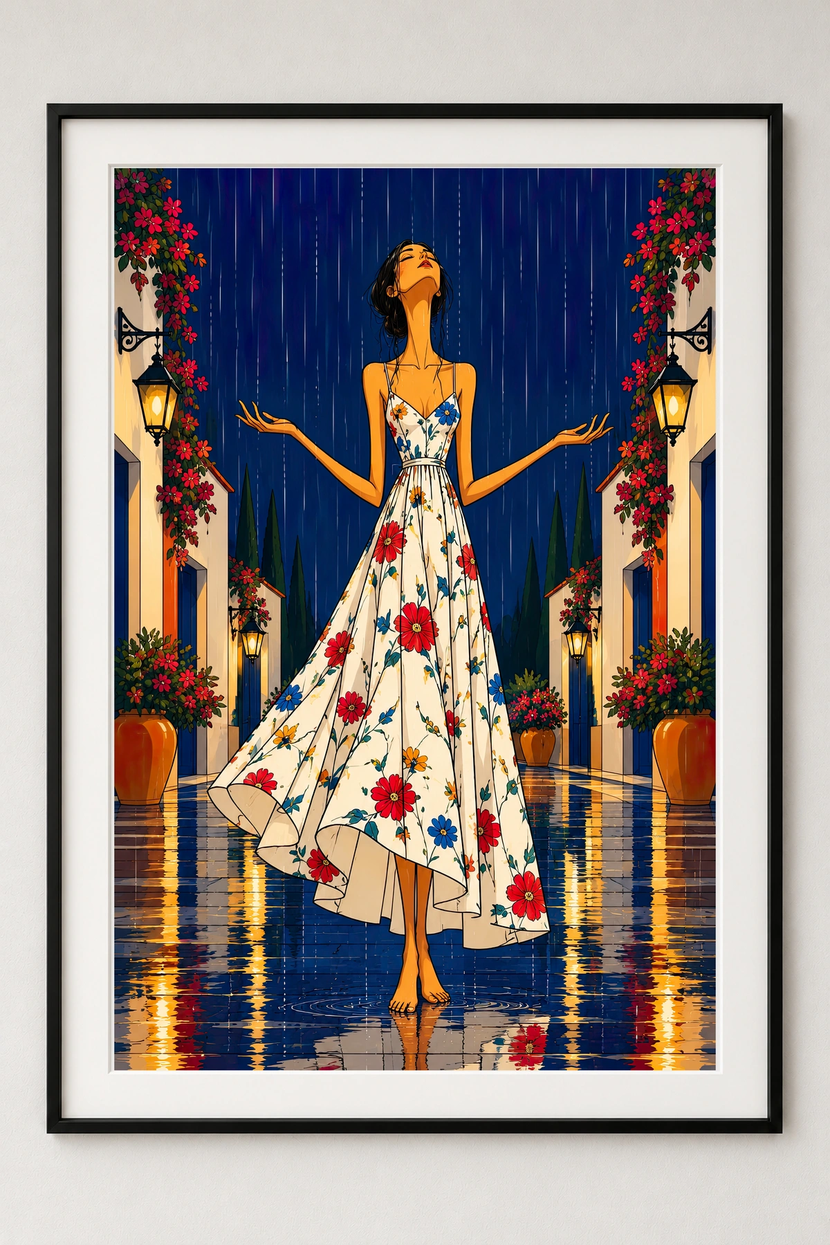Serenity in the Rain · framed presentation · frame not included
