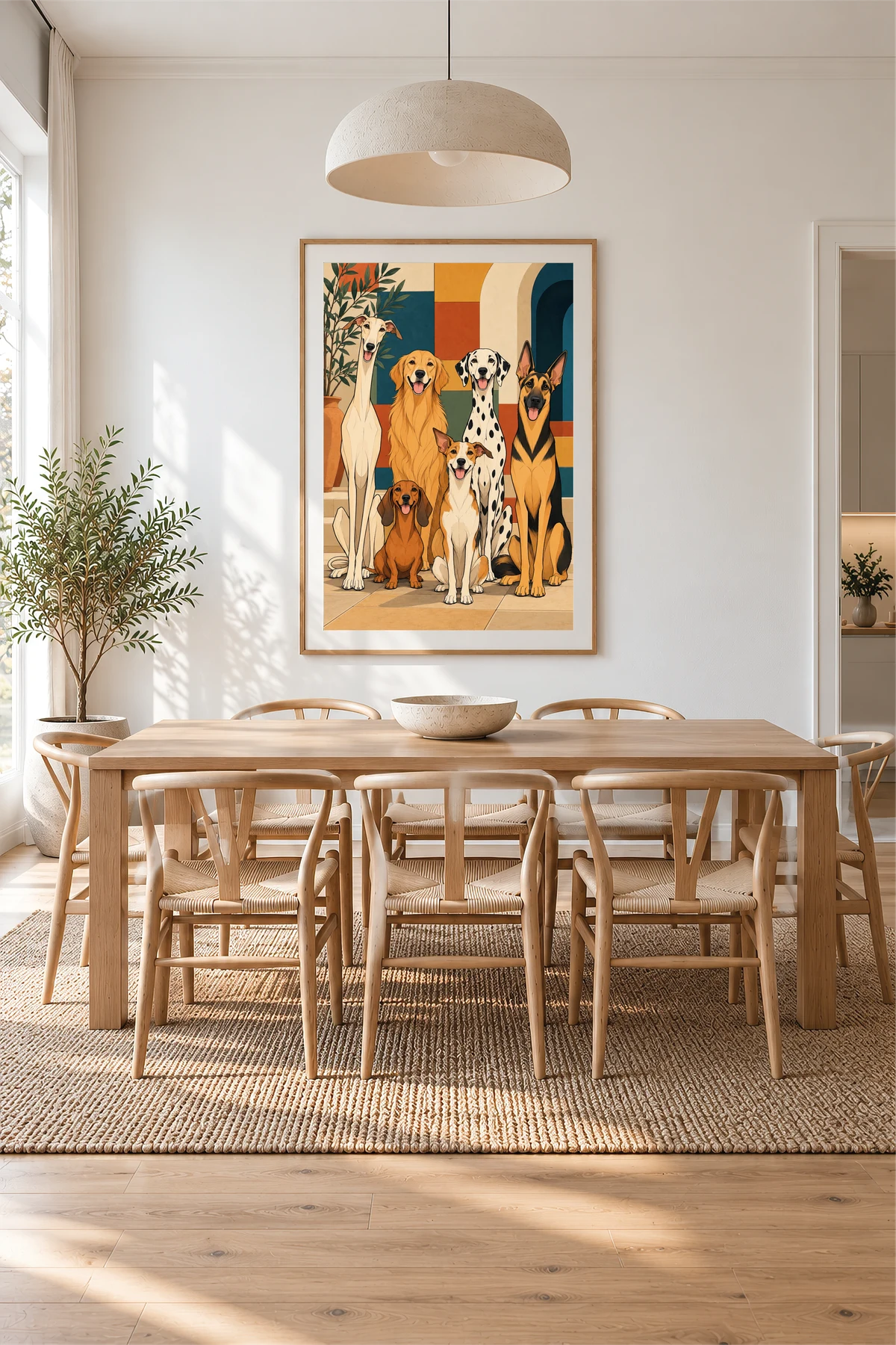 Six Dogs — framed presentation, frame not included