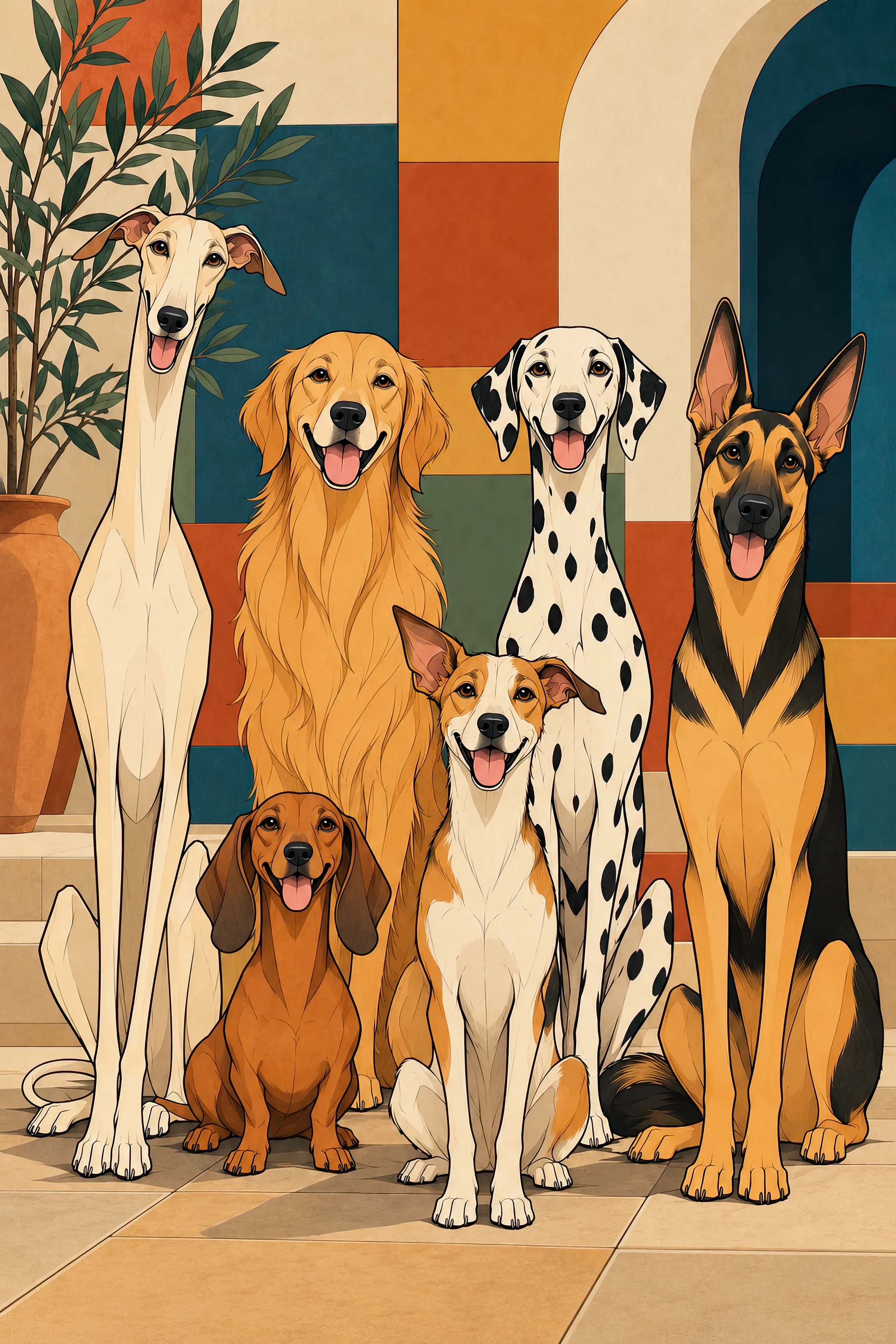 Six Dogs — Digital Art Print