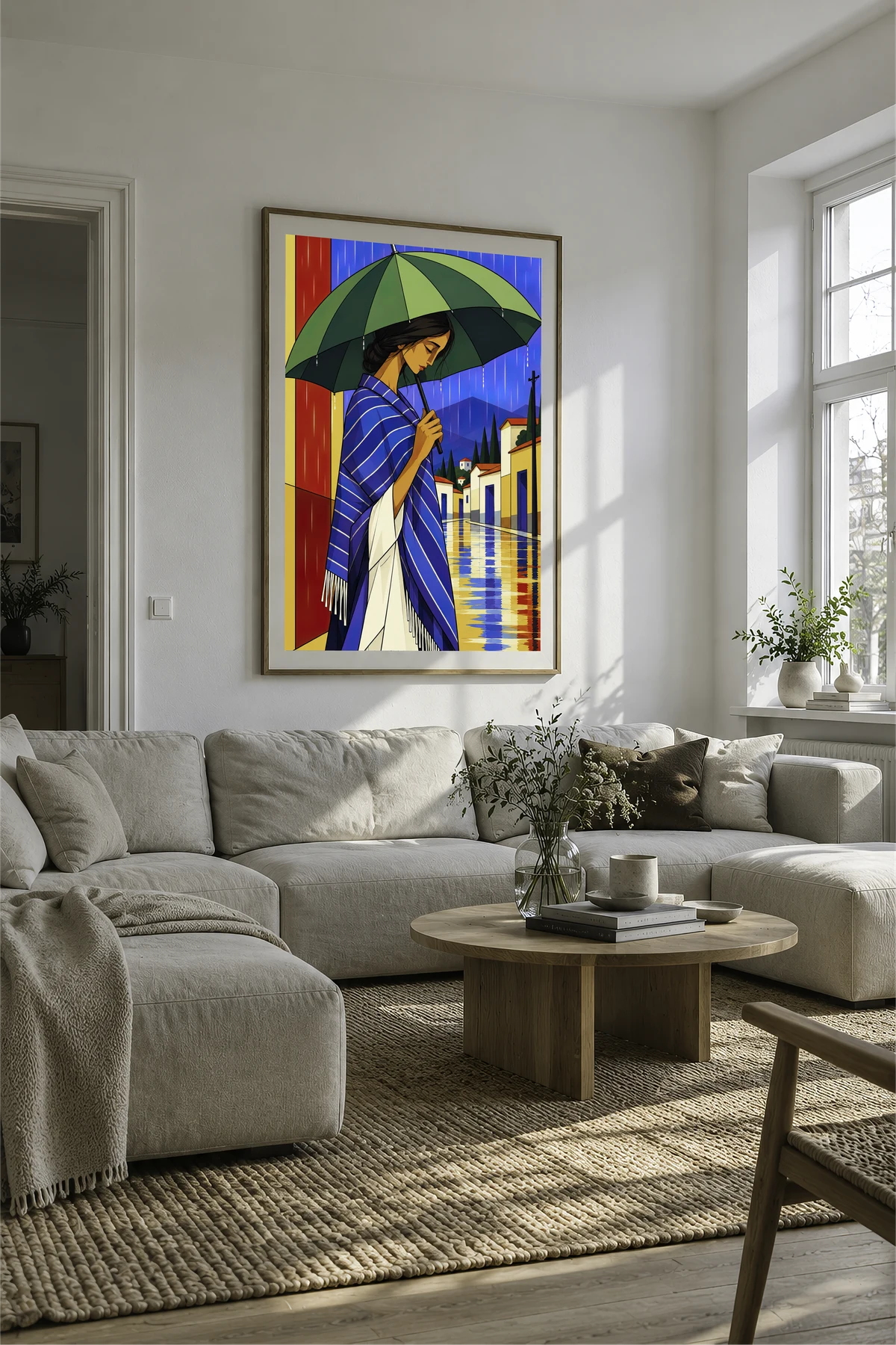 The Girl in the Rain — framed presentation, frame not included